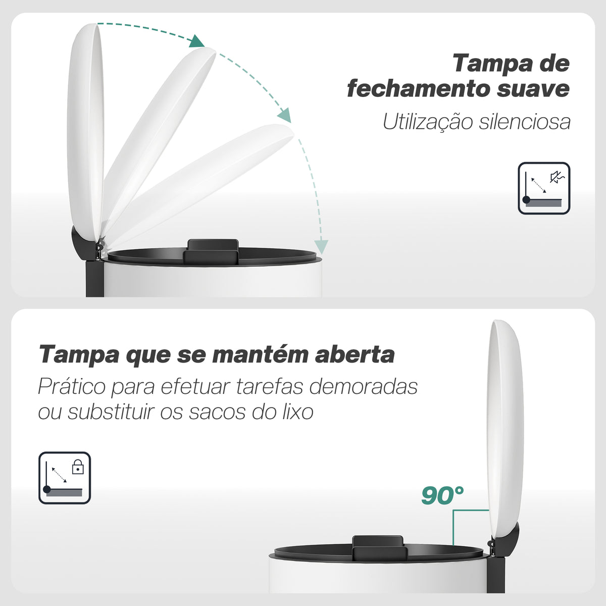 Balde de Lixo para Cozinha 30L Cubo de Lixo com Pedal Tampa com Fechamento Suave e Cubo Amovível para Escritório Estúdio Creme — foto 5