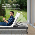 Conjunto de 2 espreguiçadeiras com almofadas acolchoadas de vime mesa lateral para piscina Carga 160kg 195x60x86 cm Estrutura em aço — foto 5