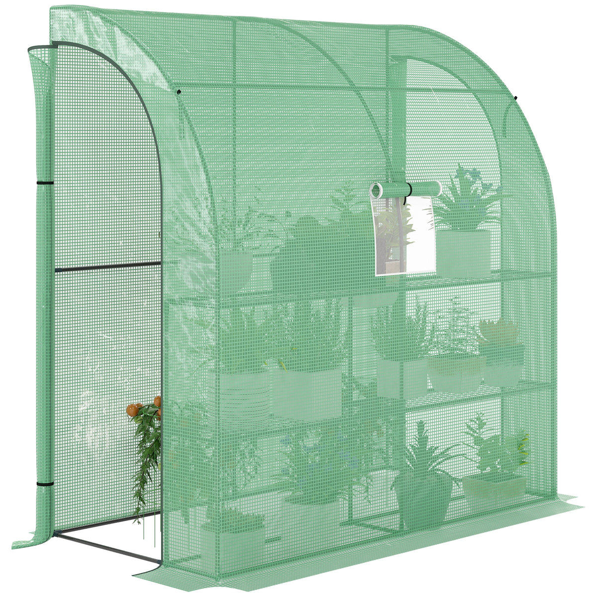 Estufa Pequena Estufa de Exterior com Janelas Prateleiras de 3 Níveis e Estrutura de Aço Estufa para Cultivo de Plantas Flores 200x100x215 cm Verde — foto 1