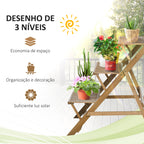 Suporte de Madeira para Plantas em Forma de Escada com 3 Prateleiras Dobrável Suporte de Vasos de Plantas para Decoração de Interiores e Exteriores 101x83x88cm Marrom — foto 5