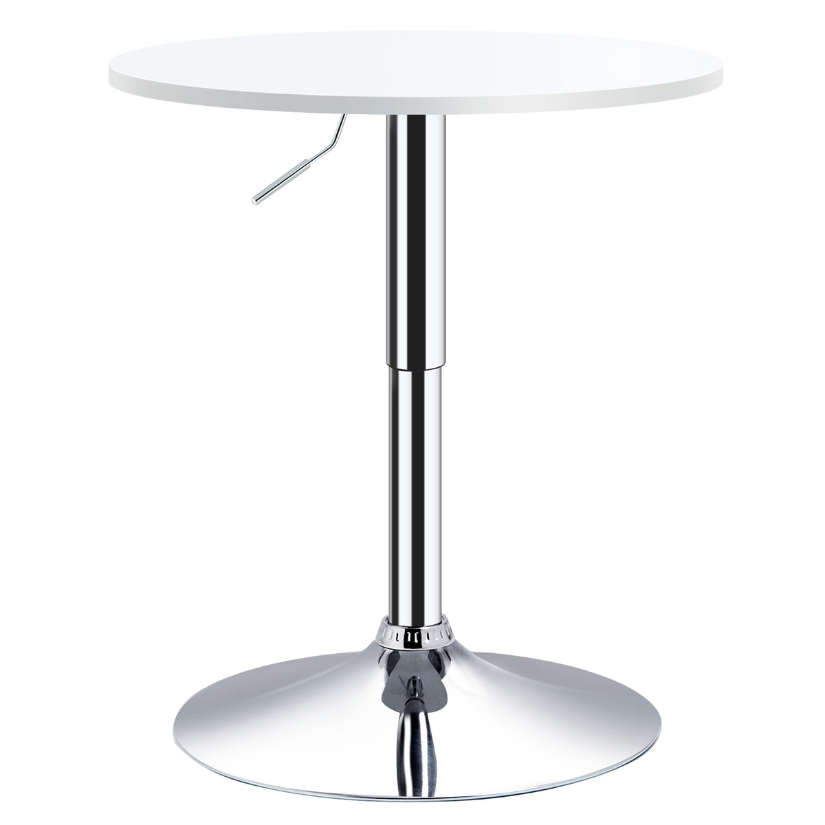 Mesa de bar ajustável em altura com base redonda e antideslizante para cozinha sala de jantar Ø60x69-93 cm Branco — foto 1