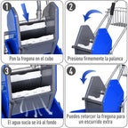 Carro de Limpeza Balde para Esfregona com Escorredor a Pressão Rodas e Cesto de Armazenamento Capacidade 26L 73x45x95 cm Azul — foto 7