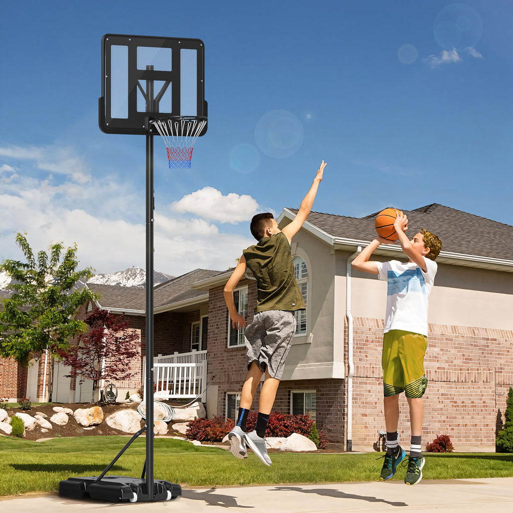 Cesta de Basquetebol de Exterior com Altura Ajustável 220-365 cm Aro de Basquetebol com Suporte Cesta de Basquetebol com Rodas Base Recarregável Preto — foto 2