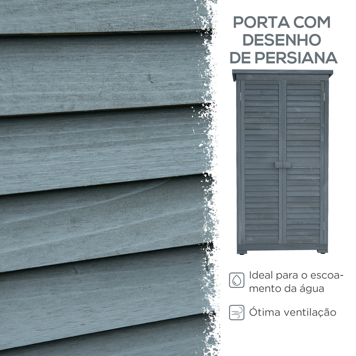 Armário de Madeira 0,31 m² 87x46,5x160 cm Armário Exterior de Madeira com 2 Portas e 2 Prateleiras Interior Madeira — foto 4