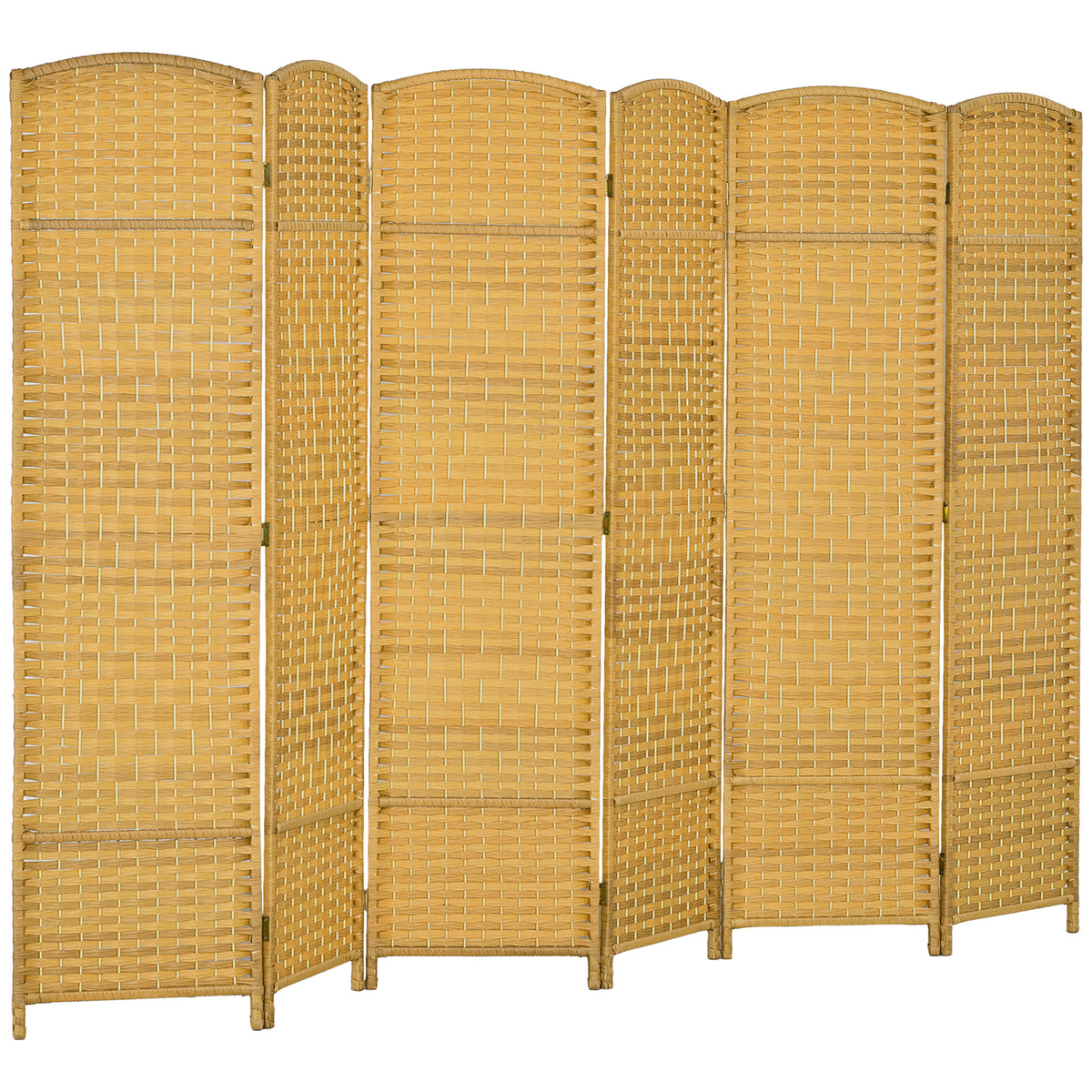 Biombo Dobrável de 6 Painéis Divisor de Ambientes 270x180 cm Ecrã de Privacidade de Polipropileno para Escritório Quarto Madeira — foto 1