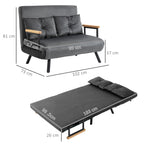 Sofá Cama Sofá Convertível em Cama de 2 Lugares Dobrável com Encosto Ajustável em 5 Níveis e 2 Almofadas Acolchoadas para Escritório Dormitório Sala de Estar 102x73x81 cm Cinza - Modelo 1 — foto 3
