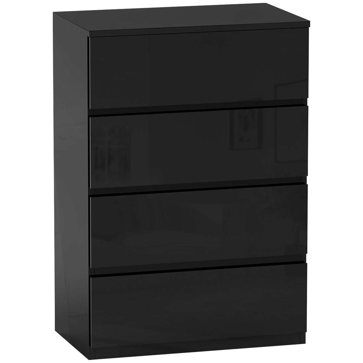 Cómoda com 4 Gavetas de Madeira Cómoda de Dormitório Cómoda Preta para Sala de Estar Estilo Moderno 55x34x80 cm Preto — foto 1