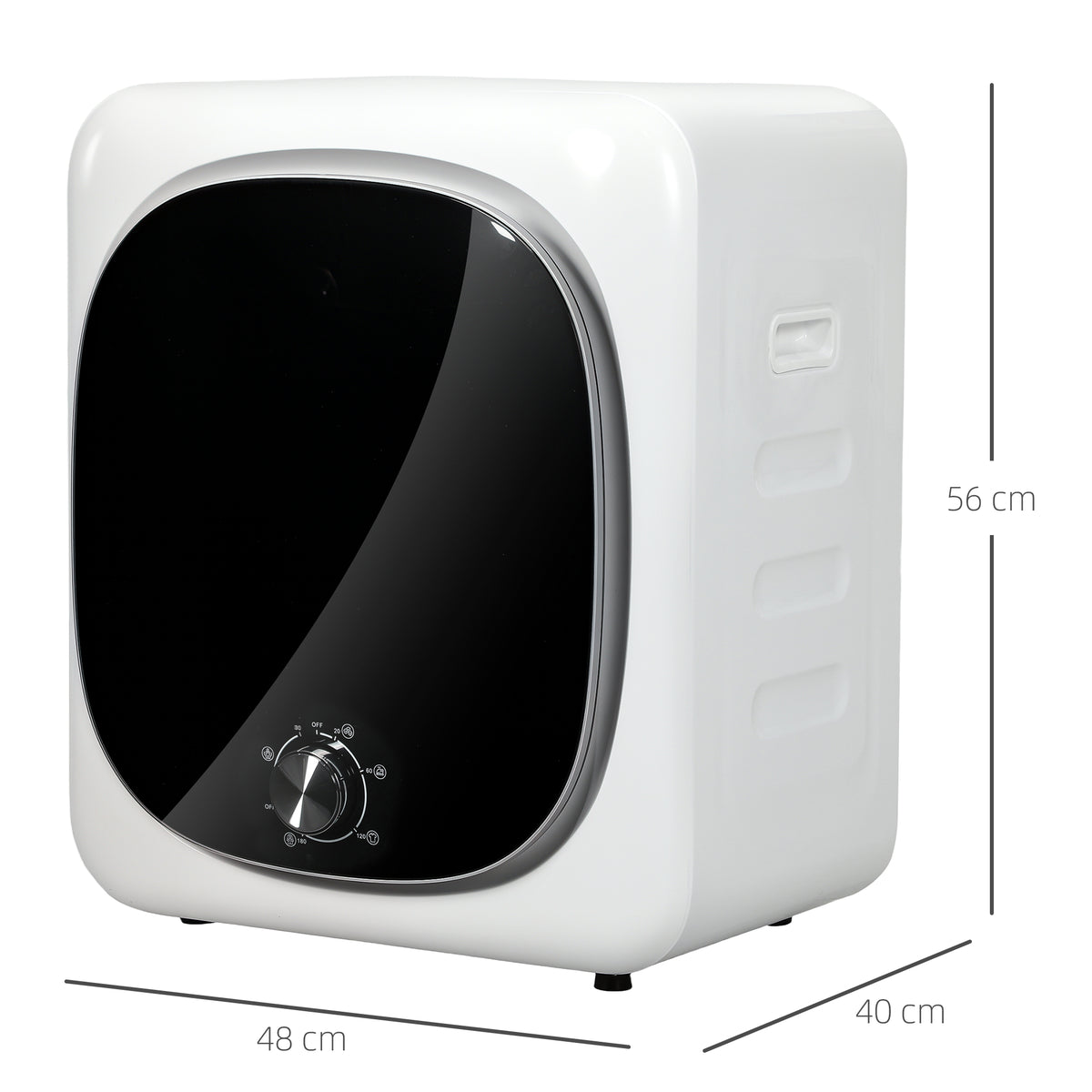Máquina de Secar por Evacuação 4 kg Máquina de Secar Roupa 800W com Função Anti-Vincos Esterilização 5 Programas Carga Frontal Fácil de Engomar Tambor em Aço Inoxidável 48x40x56 cm Branco — foto 3