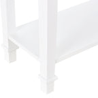 Mesa Consola Estilo Rétro Consola para Sala de Estar Corredor com 2 Prateleiras e 1 Gaveta 75,6x27,5x80,5 cm Branco e Madeira — foto 8