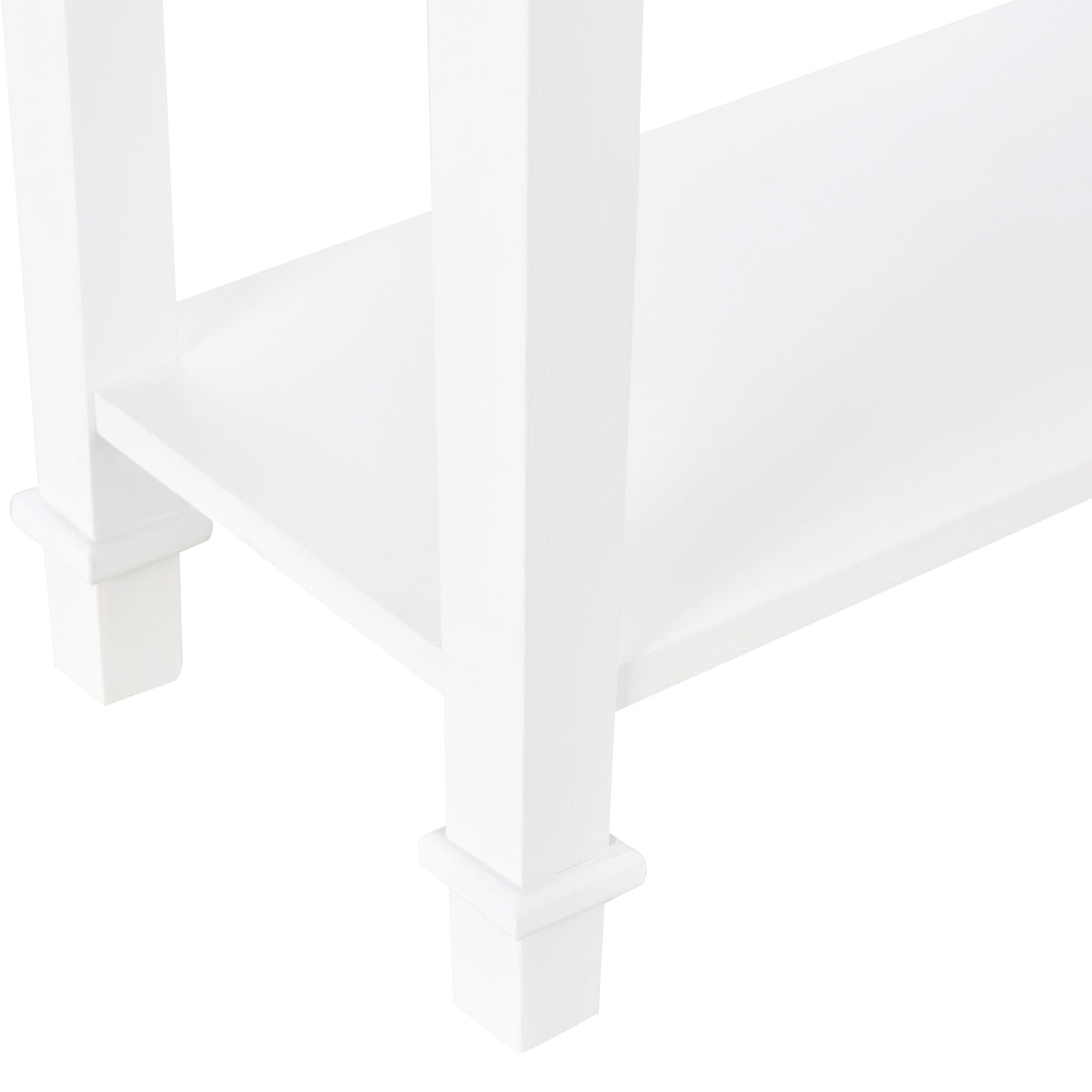 Mesa Consola Estilo Rétro Consola para Sala de Estar Corredor com 2 Prateleiras e 1 Gaveta 75,6x27,5x80,5 cm Branco e Madeira — foto 8
