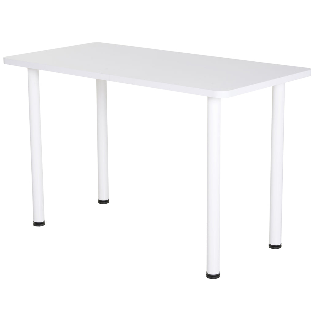 Mesa de Cozinha Mesa de Jantar Retangular com Pés de Aço e Almofadas Ajustáveis 120x60x76cm Branco — foto 1