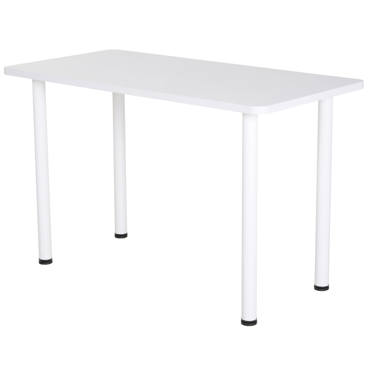 Mesa de Cozinha Mesa de Jantar Retangular com Pés de Aço e Almofadas Ajustáveis 120x60x76cm Branco — foto 1