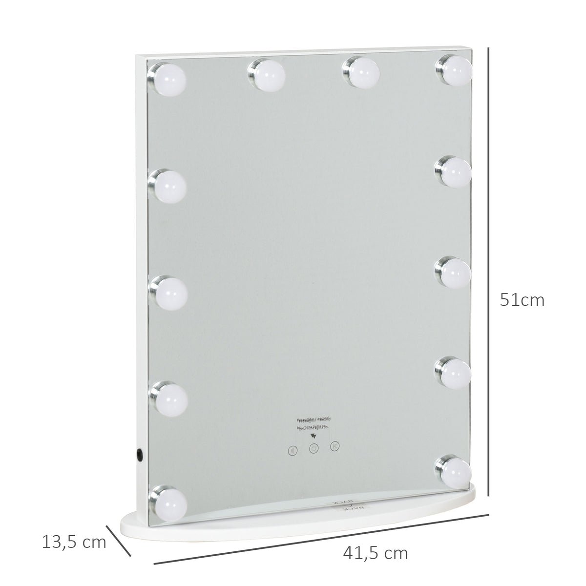 Espelho de maquiagem estilo hollywood Espelho de penteadeira com 12 luzes LED ajustáveis ​​em temperaturas de cor e brilho Interruptor de toque 41.5x13.5x51cm Branco — foto 3