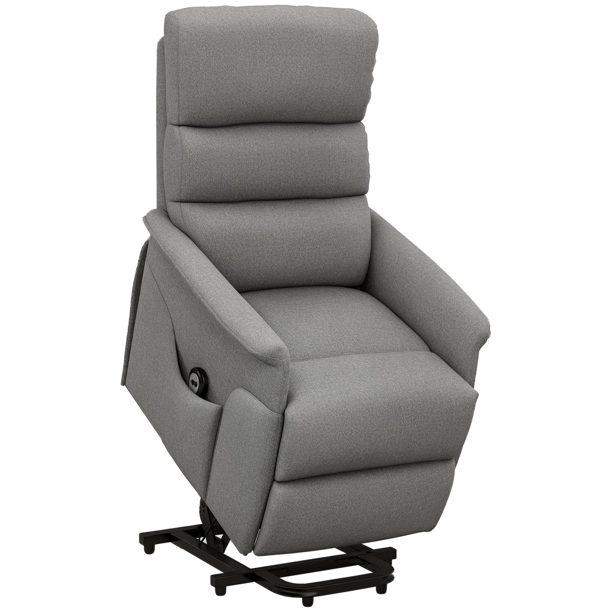 Poltrona Relax Reclinável Elétrica Poltrona Levanta Pessoas com Controlo Remoto e Bolso Lateral Poltrona Elétrica para Sala de Estar Dormitório 66x90x96 cm Cinza — foto 1