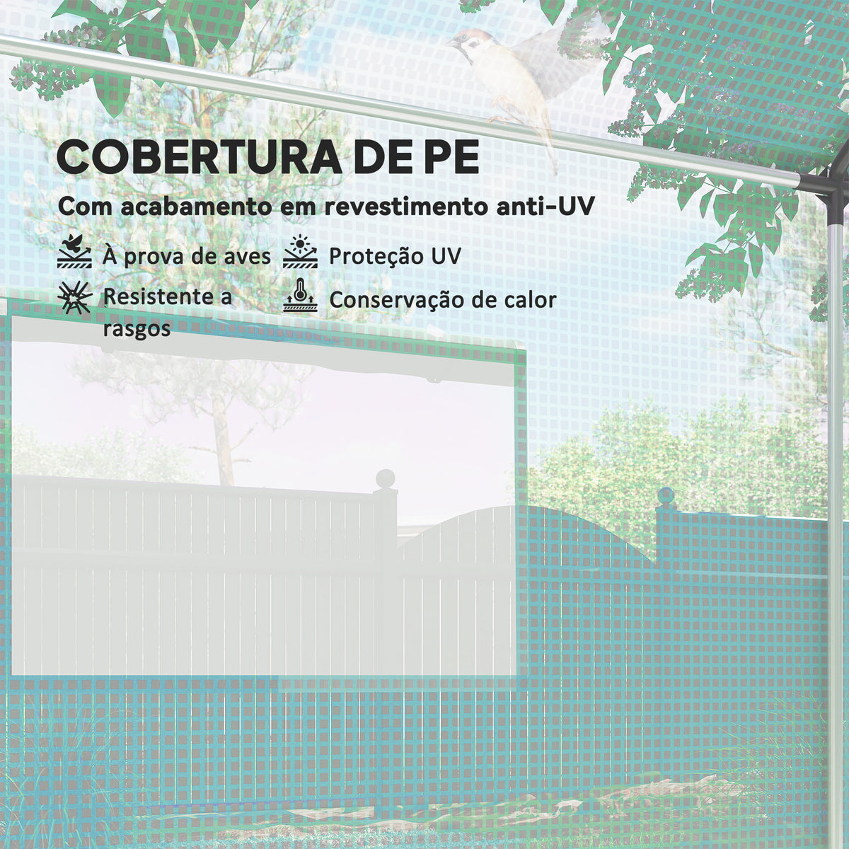 Estufa tipo Túnel 2x3x2 m Estufa de Exterior com 4 Janelas de Malha e Porta com Fecho de Correr Estufa para Cultivos Anti UV para Pátio Jardim Verde — foto 4