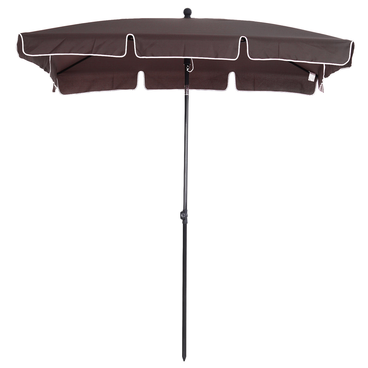 Chapéu de Sol Retangular de Jardim 198x130x240cm Chapéu de Sol de Alumínio com Função de Inclinação para Terraço Pátio Exterior Marrom — foto 1