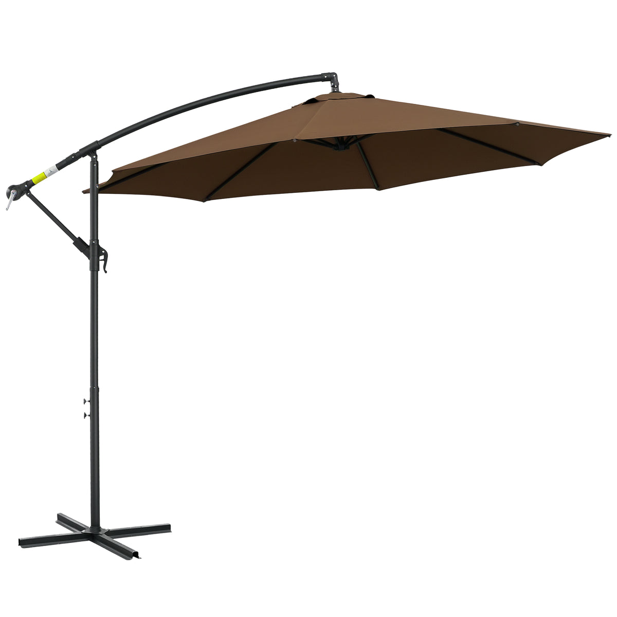 Chapéu de Sol de Jardim Ø300x250cm Chapéu de Sol Excêntrico Inclinável com Manivela Base Cruzada Suporte de Aço e Proteção Solar para Terraço Exterior Café — foto 1