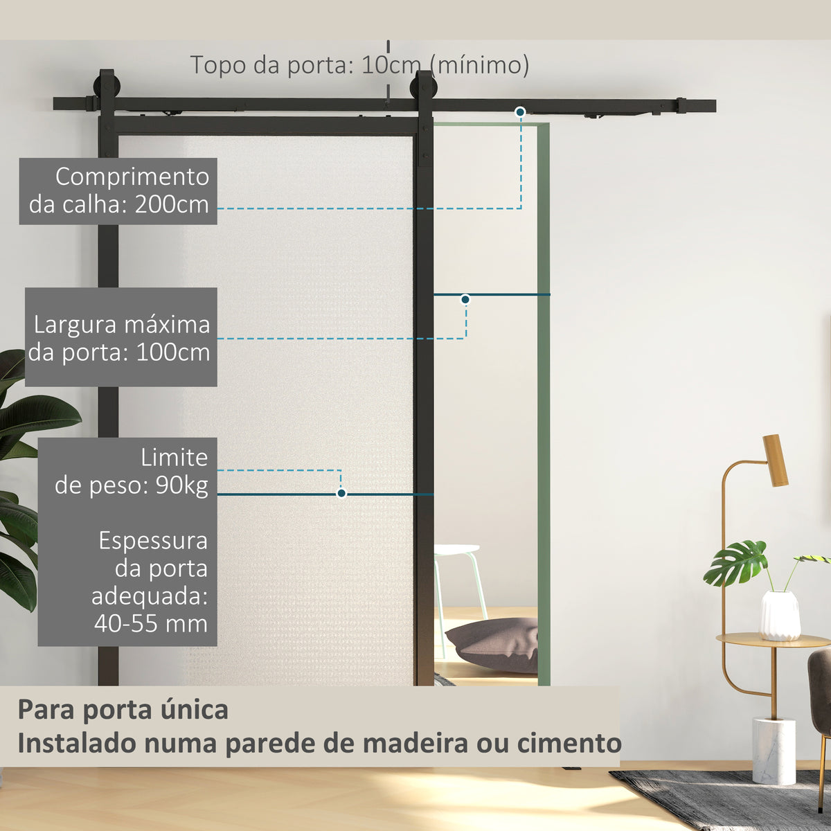 4FT / 122CM Kit de ferragens para porta deslizante dobrável para 2 portas com trilho para celeiro preto — foto 5