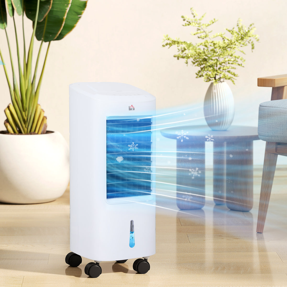 Climatizador de Ar 3 em 1 Arrefecedor de Ar 65 W Depósito de 7L Temporizador até 7,5H 3 Velocidades 3 Modos Oscilação Controlo Remoto Câmaras de Gelo para Casa Escritório 30x30,5x73,5 cm Branco — foto 2