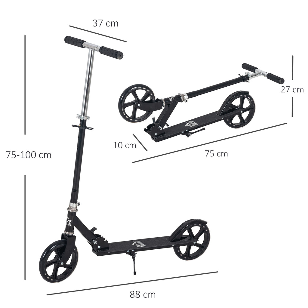 Trotinete Dobrável para Crianças de 7 a 14 Anos Trotinete Infantil com Guiador Ajustável em 4 Níveis e Travão 88x37x75-100cm Preto — foto 3