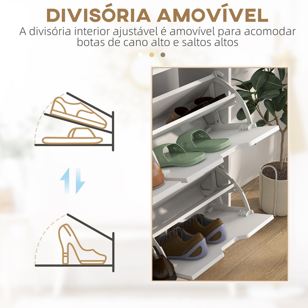 Sapateira com 4 Gavetas e Prateleiras Ajustáveis Móvel para Sapatos de Corredor para 16 Pares de Sapatos 95x26x95 cm Branco — foto 6