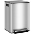 Balde de Lixo de Cozinha com 2 Compartimentos 2x20L Cubo de Lixo de Aço Inoxidável com Pedal Fechamento Suave e Cubo Amovível para Escritório Cozinha Prata — foto 1