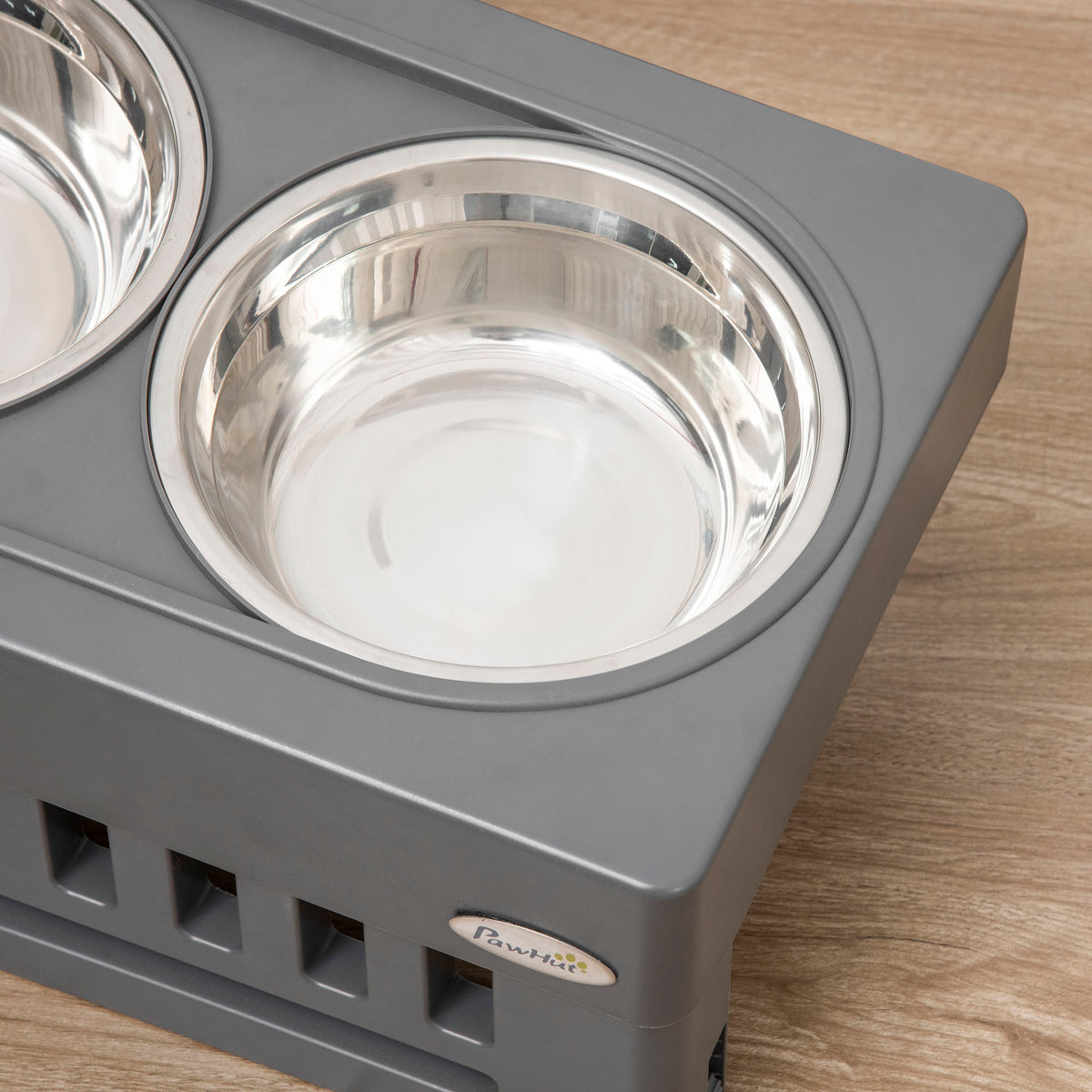 Comedouro Elevado para Cães com 2 Tigelas Desmontáveis de 1200ml e Altura Ajustável de 3 Níveis Comedouro para Animais de Estimação com Tigelas de Aço Inoxidável 44x27,7x28cm Cinza — foto 8