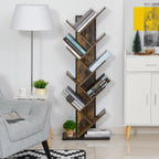 Estante em forma de árvore com prateleiras em 8 níveis robusto 50x28x142cm marrom — foto 2