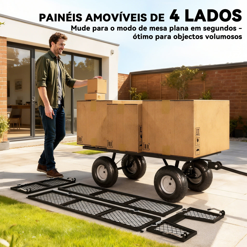 Carrinho de Jardim com Rodas Grandes, Carga até 300 kg, Carrinho de Mão com Punho Ajustável e Bolsa Impermeável Removível, Transporte Todo-o-Terreno, Compras, Camping, Preto — foto 4