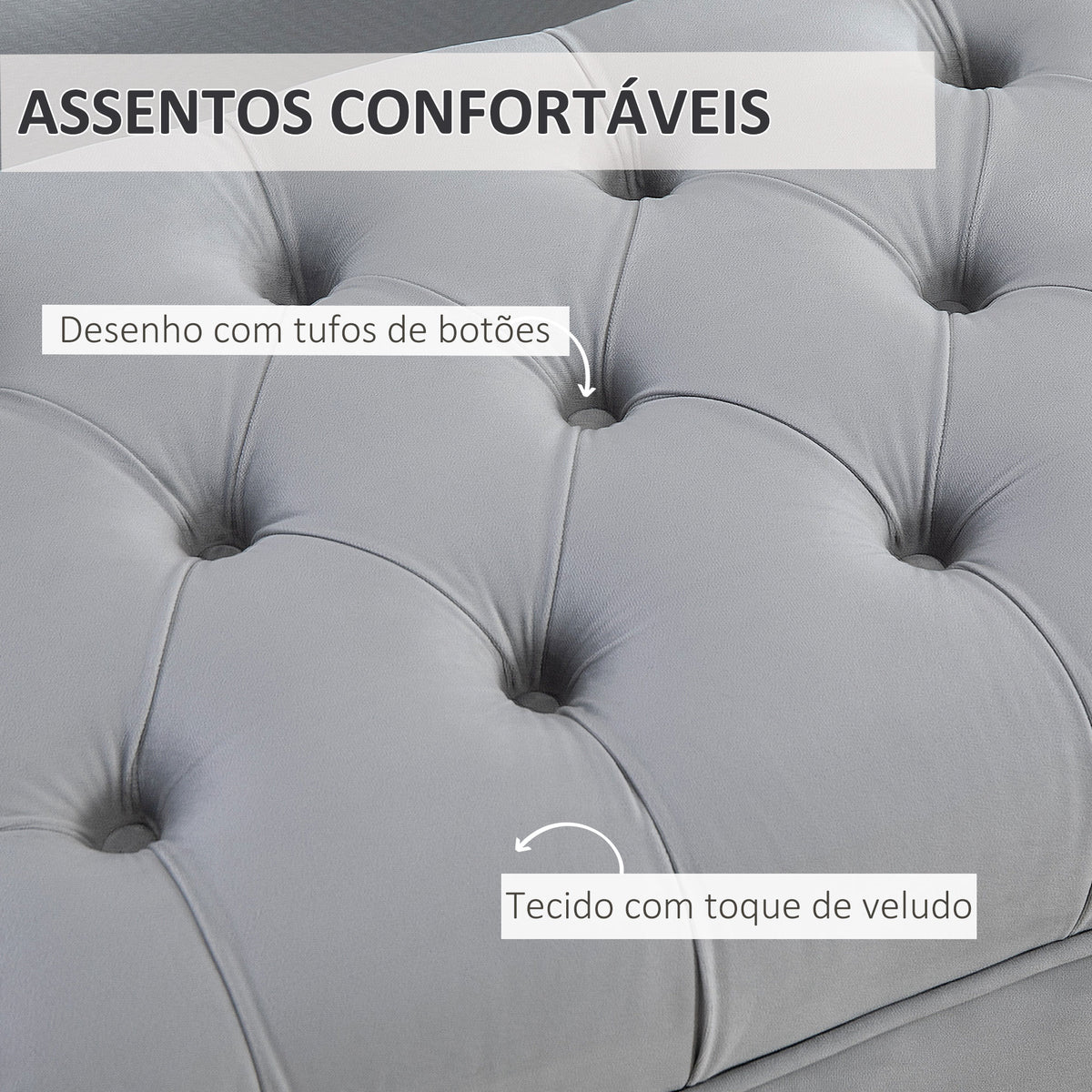 Banco de Pé de Cama com Assento Acolchoado e Pés Metálicos Banco de Quarto para Entrada Corredor Capacidade 120 kg 118x45x42 cm Cinza — foto 5