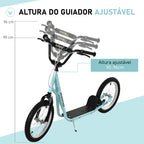 Trotinete para Crianças acima de 5 Anos e Adolescentes com Guiador Ajustável em Altura 2 Pneus de Borracha Insufláveis com Travagem Dupla e Rodas 16" Carga 100 kg 139x58x90-96 cm Azul — foto 4