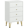 Cómoda de Quarto Moderna Cómoda de Madeira com 4 Gavetas e Pés Metálicos Cómoda de Gavetas para Sala Escritório 60x40x100 cm Branco — foto 1