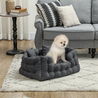Cama para Cães Pequenos Cama para Animais de Estimação com 2 Almofadas Cama para Cães com Base Antiderrapante Capa Amovível e Lavável 70x50x30 cm Cinza — foto 2