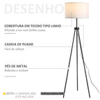 Candeeiro de Pé Moderno Candeeiro de Pé para Sala de Estar com Ecrã Redondo Tripé e Suporte para Lâmpada E27 Ø37x152 cm Branco e Preto — foto 4