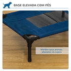 Cama para Animais de Estimação Cama Elevada para Cães Gatos Portátil Tecido Transpirável para Exterior Interior 64x46x18cm Azul — foto 5