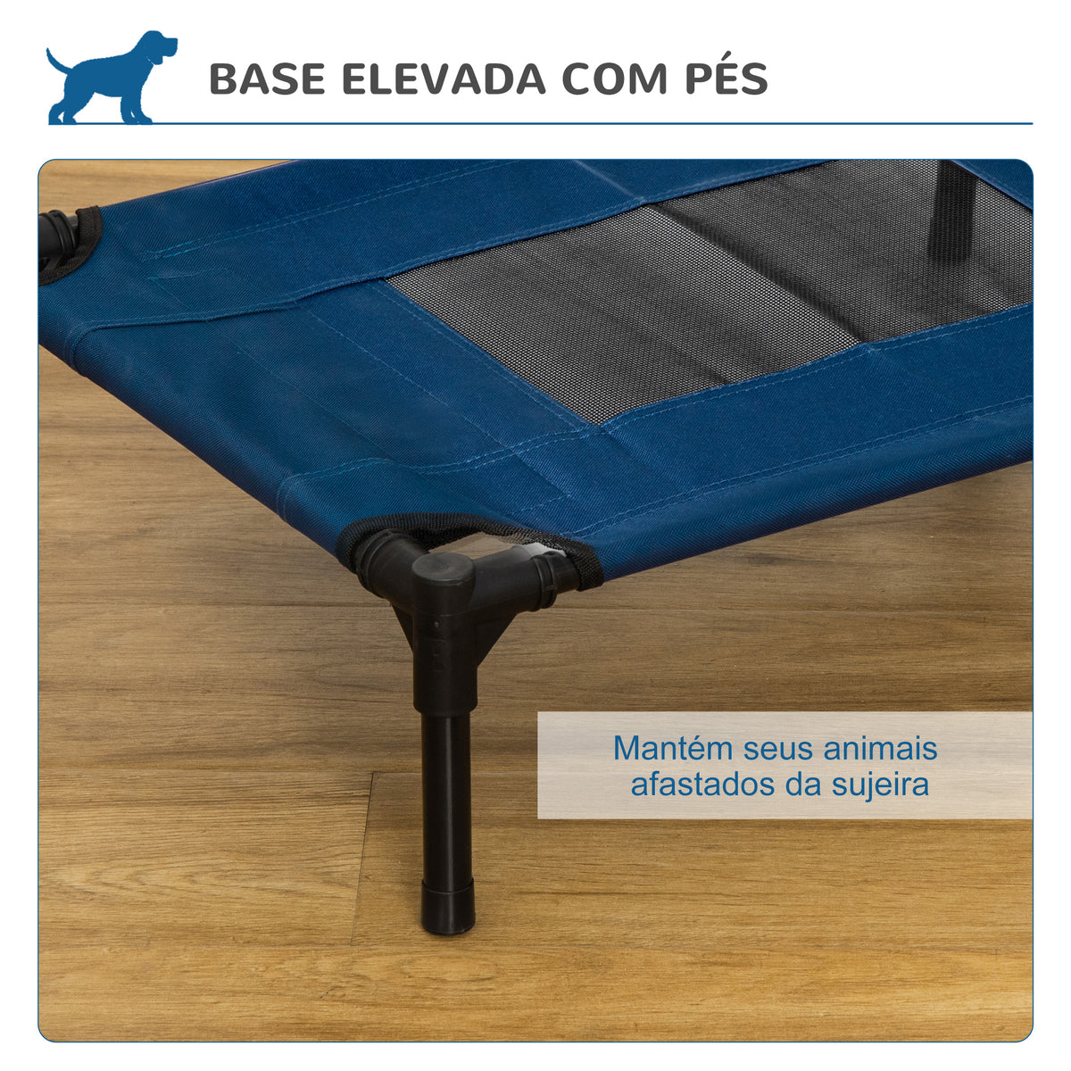 Cama para Animais de Estimação Cama Elevada para Cães Gatos Portátil Tecido Transpirável para Exterior Interior 64x46x18cm Azul — foto 5