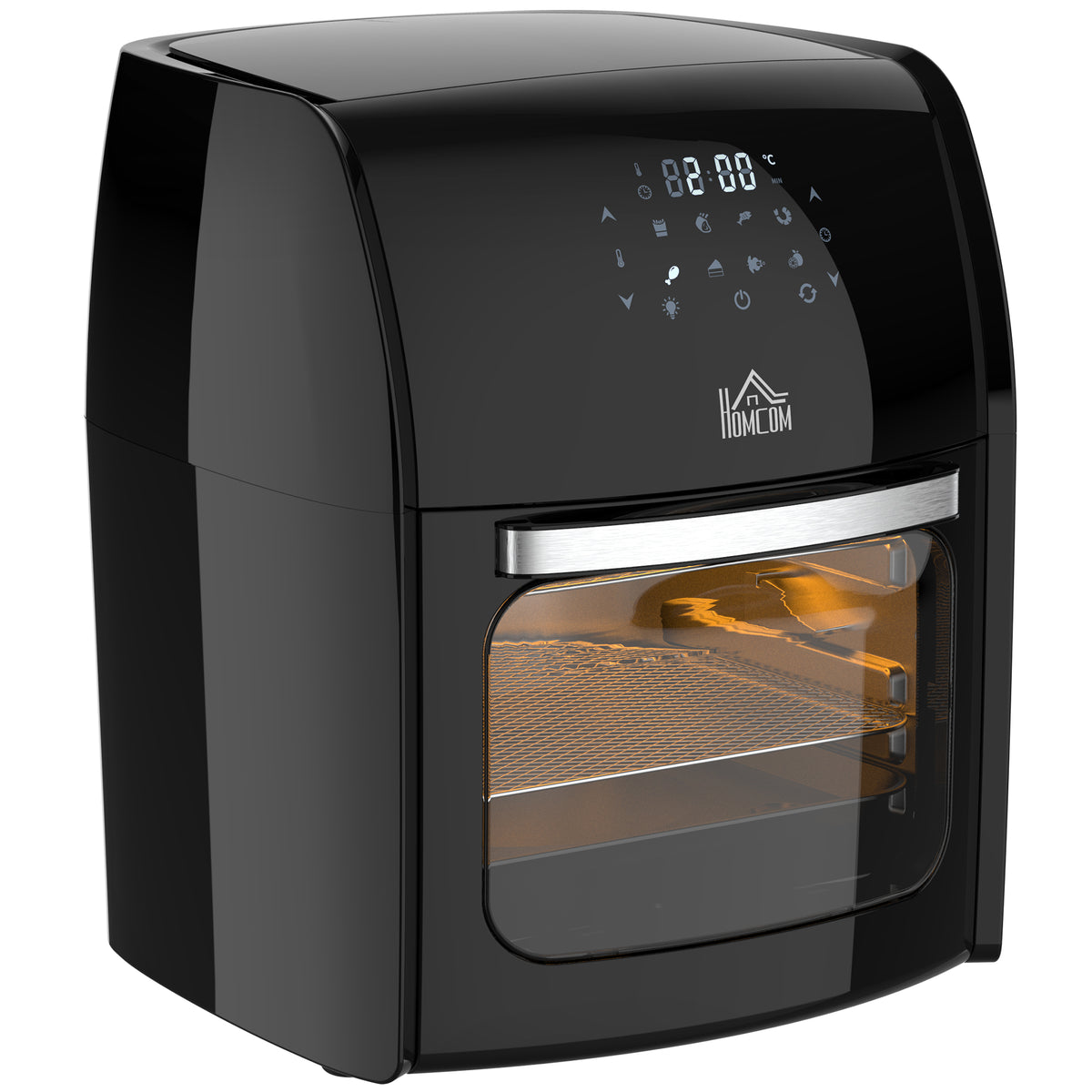 Fritadeira sem Óleo 3 em 1 12L Fritadeira sem Óleo 1800W Forno de Ar Desidratador com 8 Programas Função de Iluminação Ecrã Digital Janela de Visualização 35x33,5x40 cm Preto — foto 1
