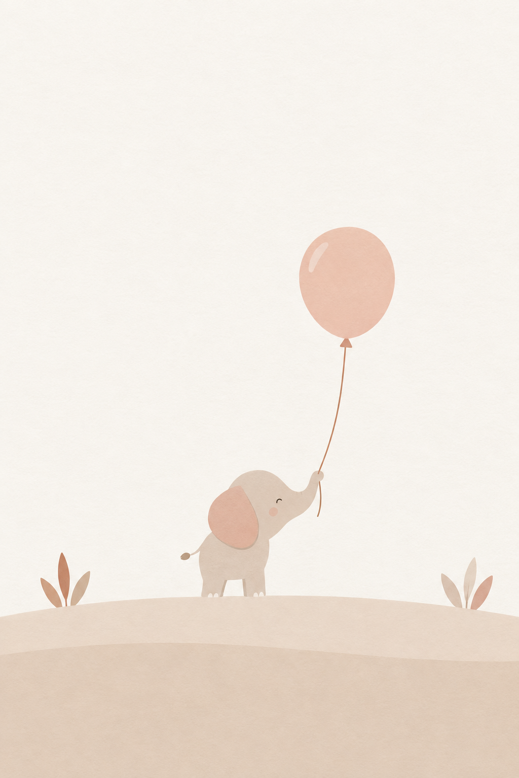Elefante e balão · Minimalista · quadro bebé — bebe-elefante-e-balao-minimal_ver