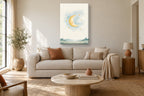 Lua e estrelas · Aguarela · quadro bebé — bebe-lua-e-estrelas-aguarela_ver_70x100_sala