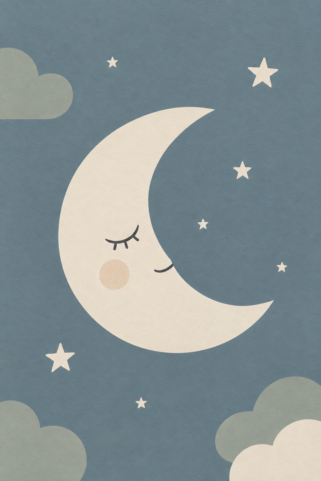 Lua e estrelas · Minimalista · quadro bebé — bebe-lua-e-estrelas-minimal_ver