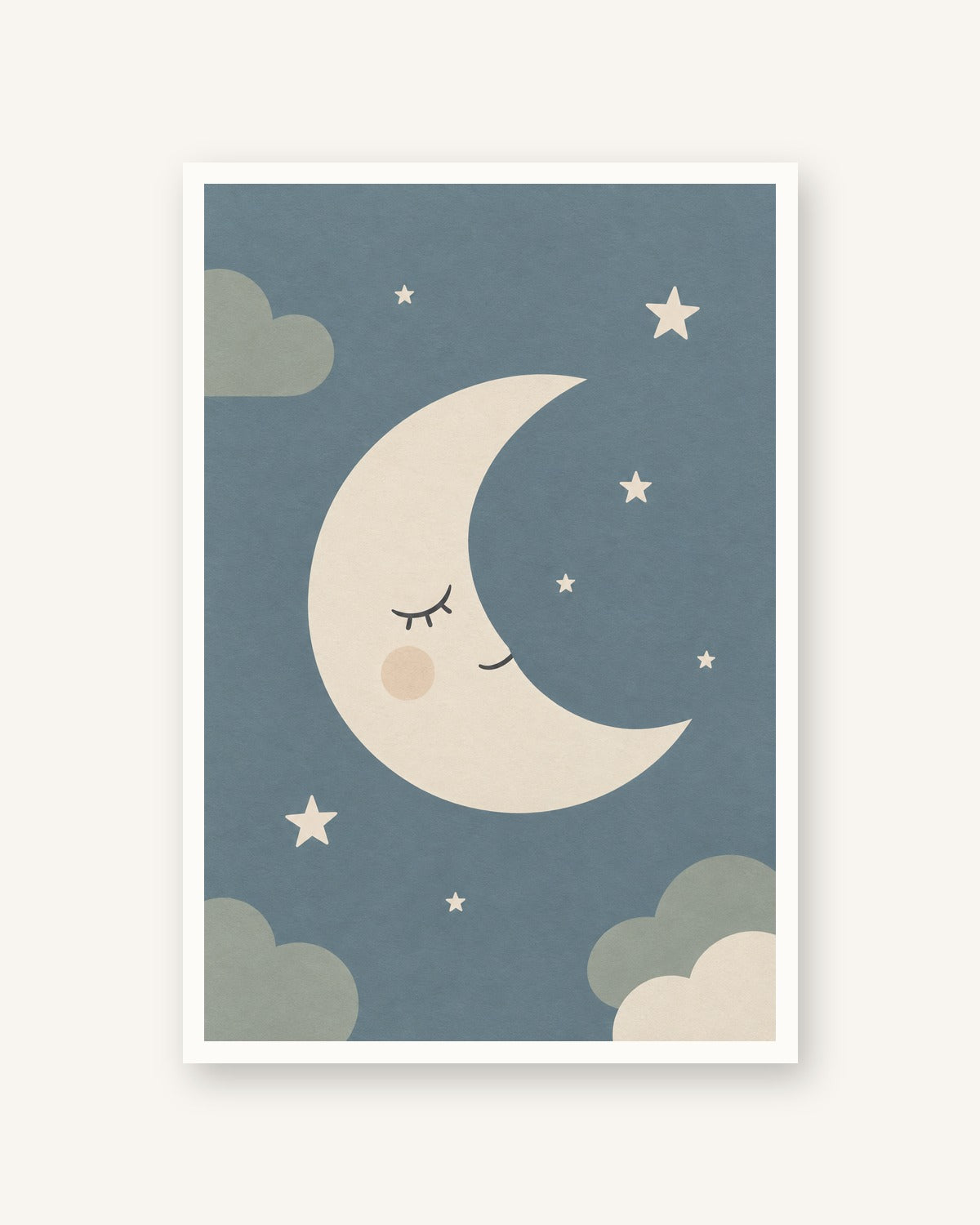 Lua e estrelas · Minimalista · quadro bebé — acabamento:poster