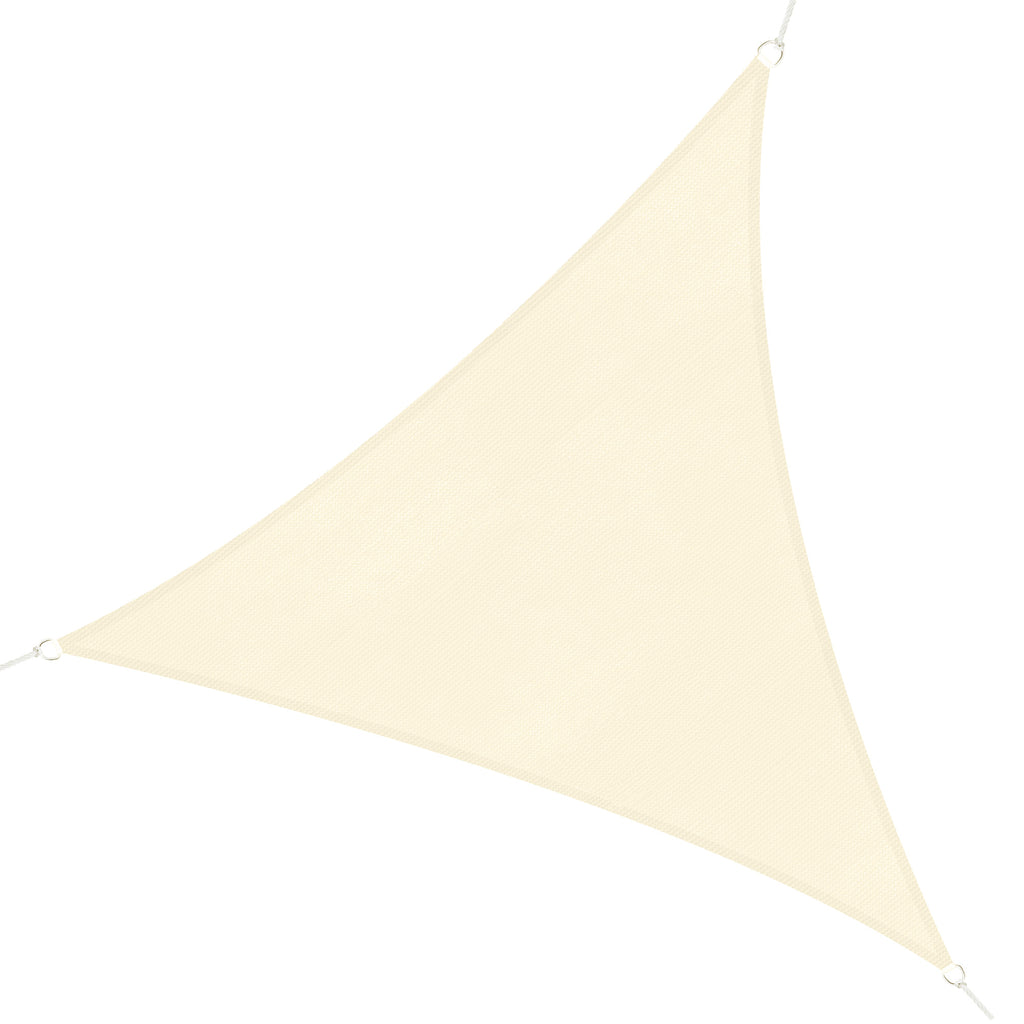 Vela de Sombra Triangular 3x3x3 m Toldo Vela de HDPE com Proteção UV Aneis em Forma de D e Cordas para Jardim Pátio Piscina Bege — foto 1
