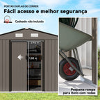 Abrigo de Jardim Exterior Abrigo e Jardim Metálico para Armazenamento de Ferramentas com Base Incluída e 4 Janelas 277x195x192 cm Madeira — foto 5