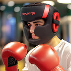 Capacete de Boxe Capacete MMA com Correia Ajustável Protetor de Cabeça para Grappling Sparring Artes Marciais Karate Tamanho L Vermelho e Preto — foto 2