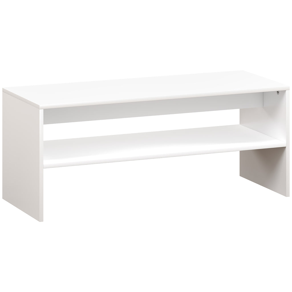 Mesa de Centro Mesa Auxiliar com Compartimento Aberto Mesa de Café para Sala de Estar 100x40x41,5 cm Branco Brilhante — foto 1