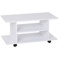 Móvel para TV para Televisores de até 42 Polegadas Móvel de TV com Prateleiras e Rodas com Travão 80x40x40cm Branco — foto 1