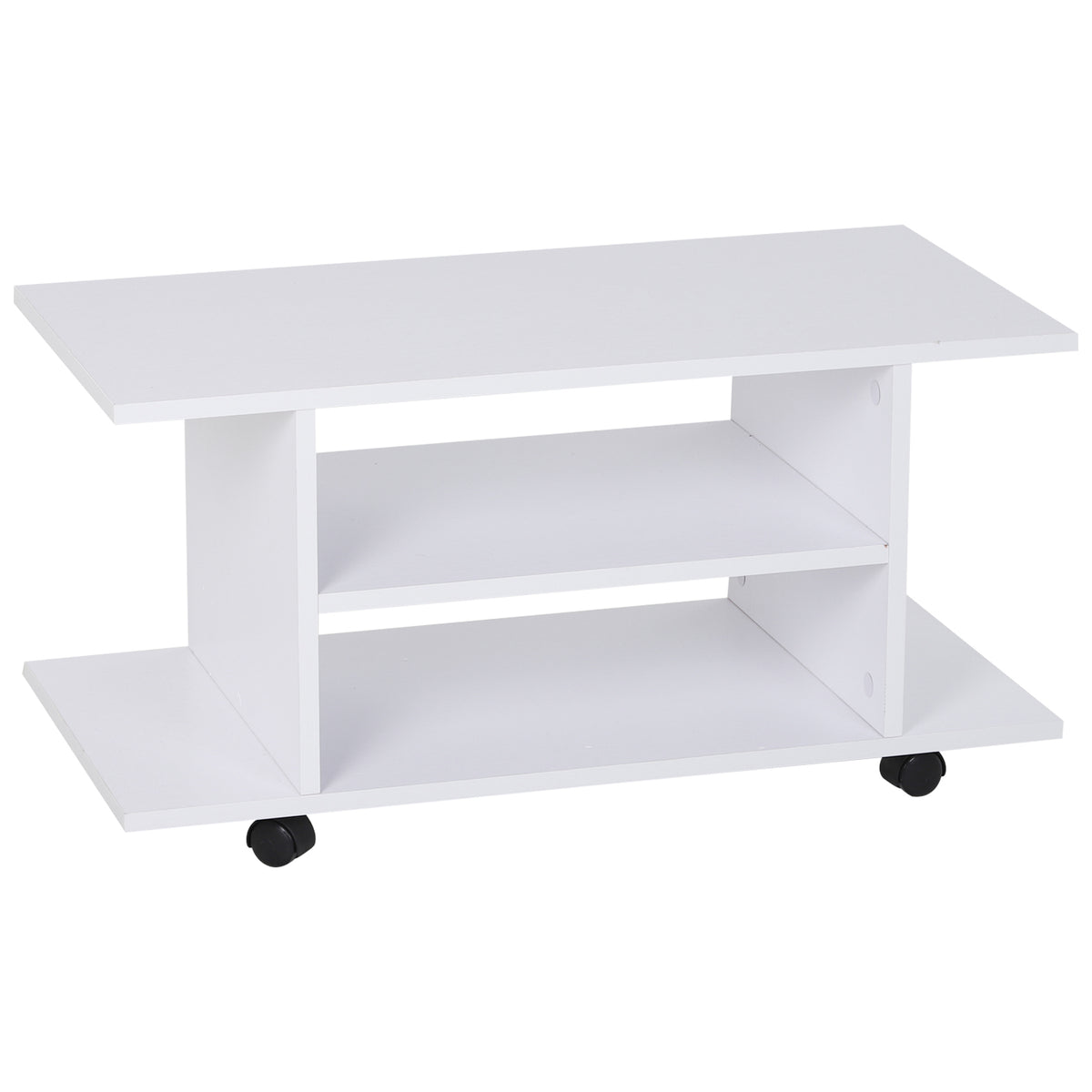 Móvel para TV para Televisores de até 42 Polegadas Móvel de TV com Prateleiras e Rodas com Travão 80x40x40cm Branco — foto 1