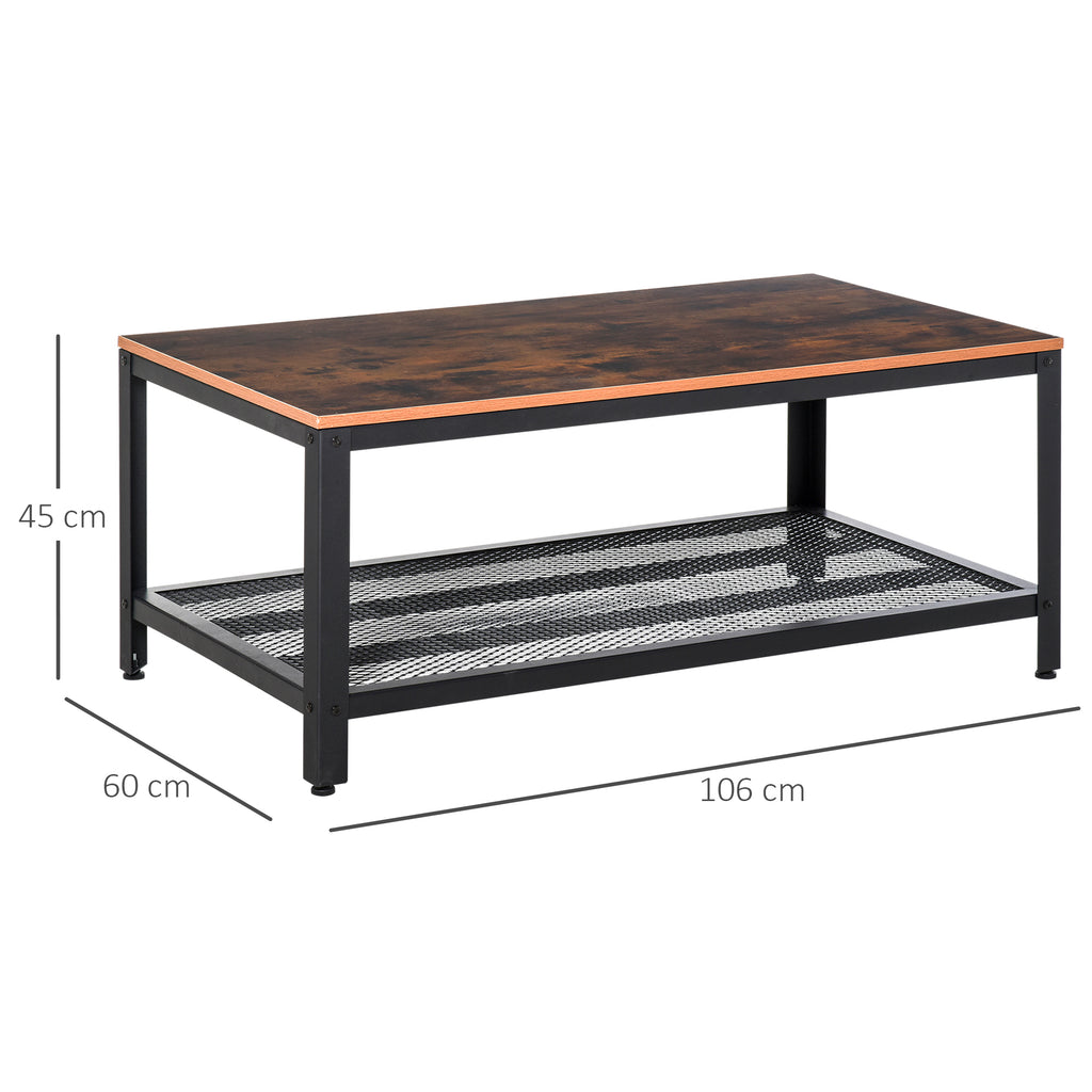 Mesa de centro Mesa auxiliar multifuncional Estilo industrial retro em Aço e Madeira 106x60x45cm — foto 3