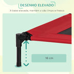 Cama para Animais de Estimação Cama Elevada para Cães Gatos Portátil Tecido Transpirável para Exterior Interior 76x61x18cm Vermelho — foto 5