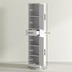 Coluna de Casa de Banho com 2 Portas 1 Gaveta e 2 Prateleiras Ajustáveis Armário Alto de Casa de Banho Estreito Estilo Rústico 40x30x170 cm Branco — foto 3